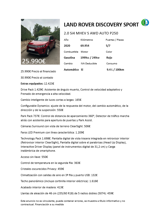 Land Rover Discovery Sport MHEV Auto S 2.0Si 249Cv - Imagen 35