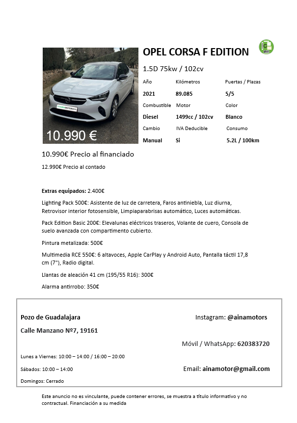 Opel Corsa F Edition 1.5BlueHDi 100Cv - Imagen 17