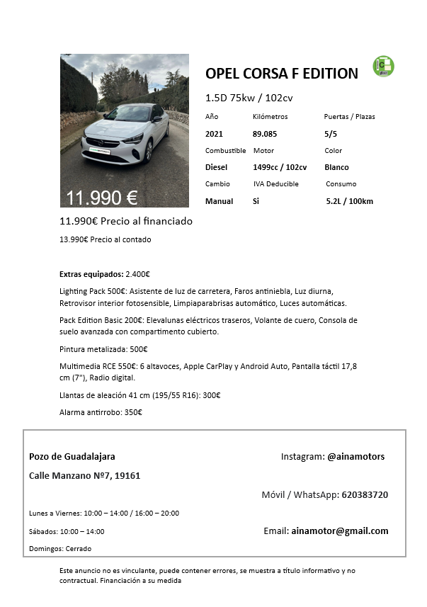 Opel Corsa F Edition 1.5BlueHDi 100Cv - Imagen 17