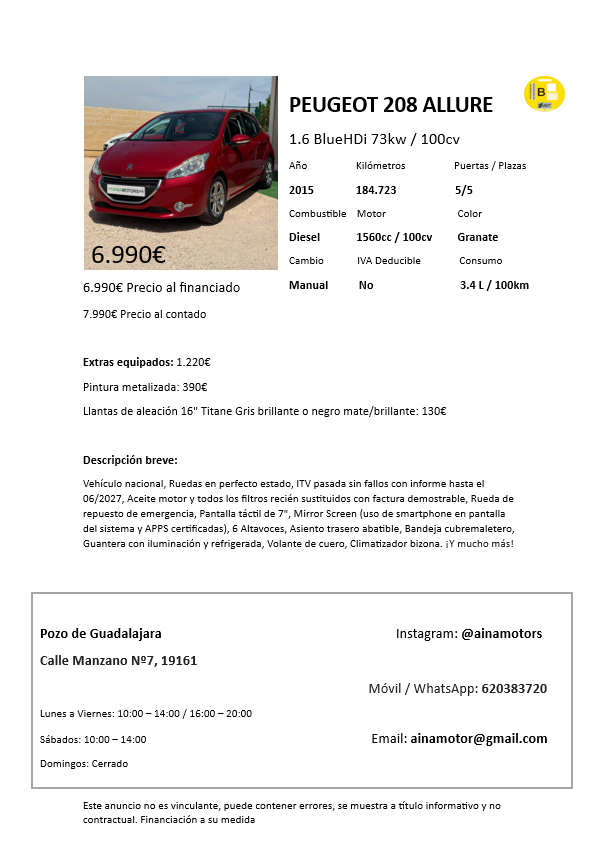 Peugeot 208 Allure 1.6BlueHDi 100Cv S/S - Imagen 28